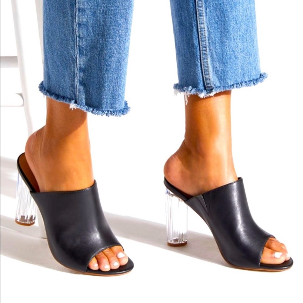 Mule with Acrylic Heel Slide On Sandle - Picture 2 of 4